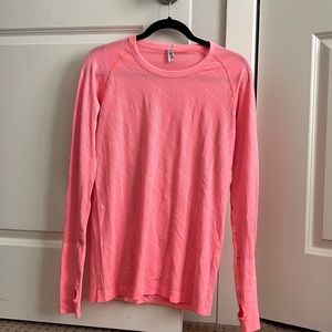 Lulu, lemon, bright orange, long sleeve, exercise shirt